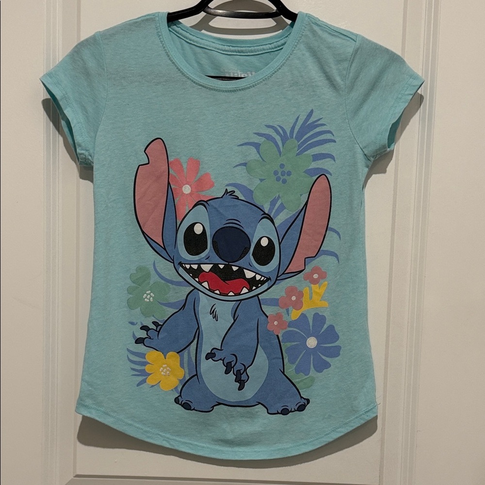 Disney Kids Aqua Stitch Floral T-Shirt